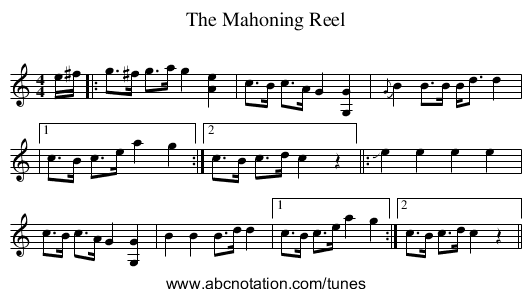 Mahoning Reel, The - staff notation