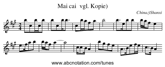 Mai cai  vgl. Kopie) - staff notation
