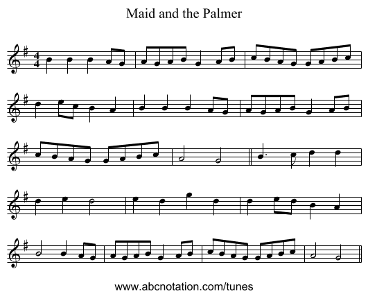 Maid and the Palmer - staff notation