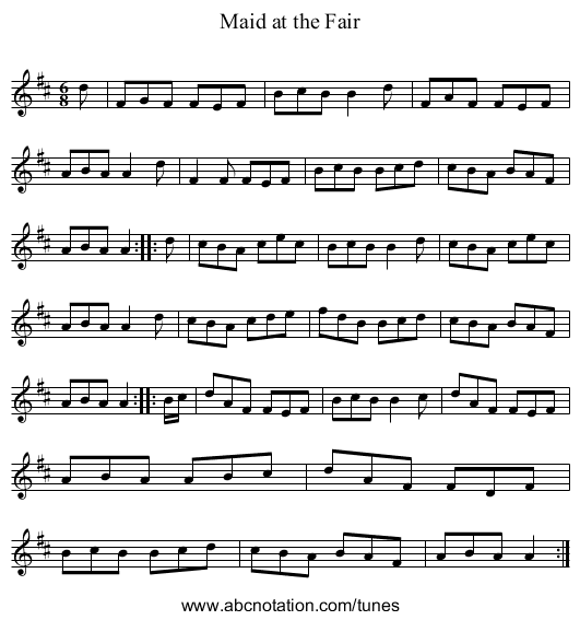 Maid at the Fair - staff notation
