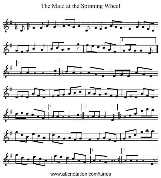 Maid at the Spinning Wheel, The - staff notation