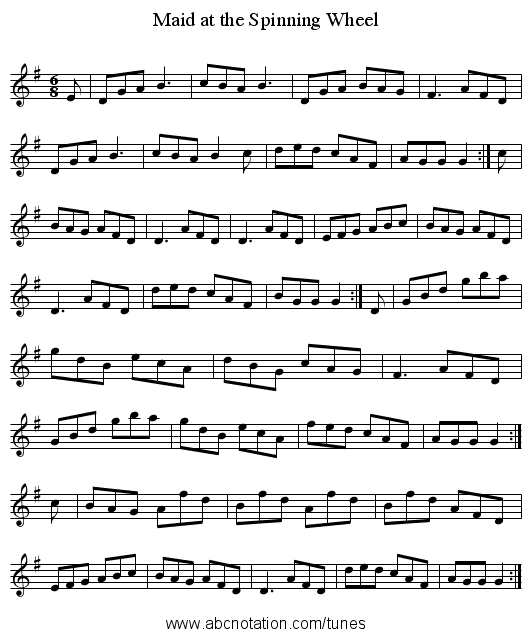 Maid at the Spinning Wheel - staff notation