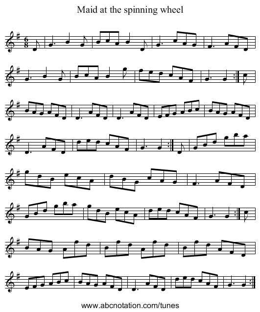 Maid at the spinning wheel - staff notation