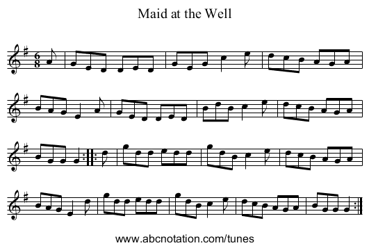 Maid at the Well - staff notation