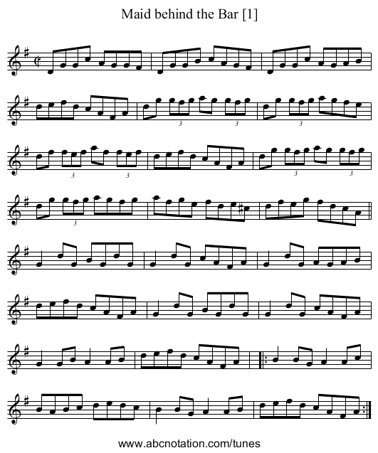 Maid behind the Bar [1] - staff notation