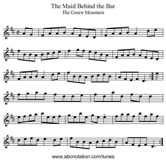 Maid Behind the Bar, The - staff notation