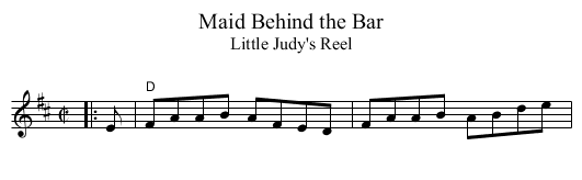 Maid Behind the Bar - staff notation