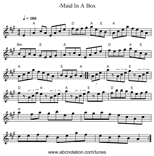 -Maid In A Box - staff notation