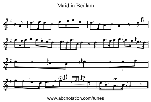 Maid in Bedlam - staff notation