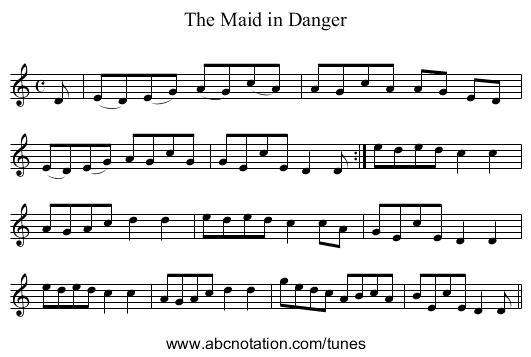 Maid in Danger, The - staff notation