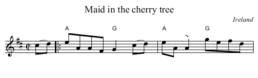 Maid in the cherry tree - staff notation