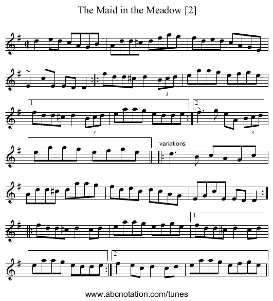Maid in the Meadow [2], The - staff notation
