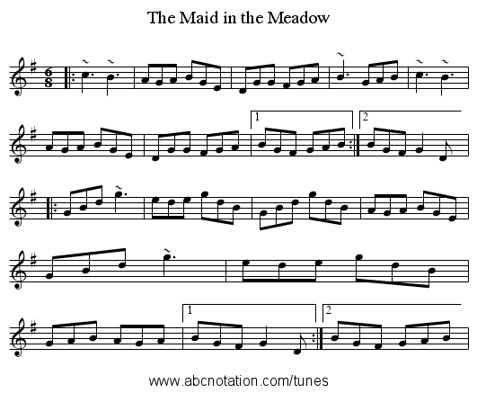 Maid in the Meadow, The - staff notation