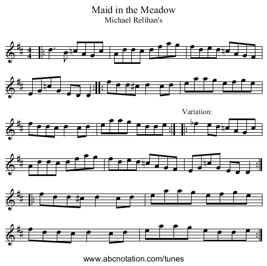 Maid in the Meadow - staff notation