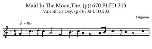 Maid In The Moon,The. (p)1670.PLFD.203 - staff notation