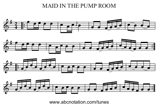 MAID IN THE PUMP ROOM - staff notation