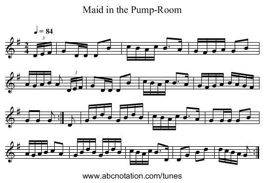Maid in the Pump-Room - staff notation