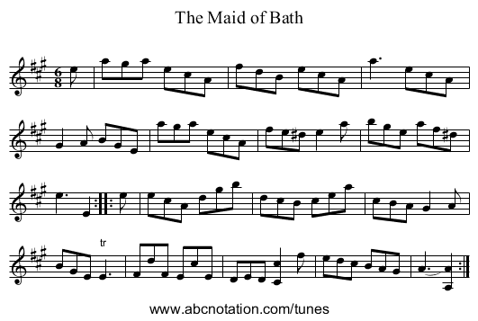 Maid of Bath, The - staff notation