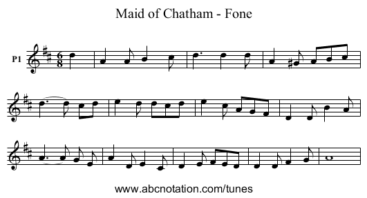 Maid of Chatham - Fone - staff notation