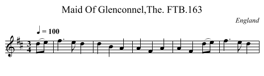 Maid Of Glenconnel,The. FTB.163 - staff notation