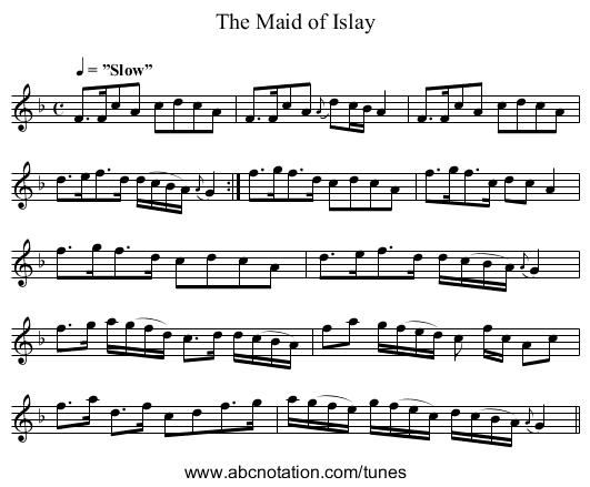 Maid of Islay, The - staff notation
