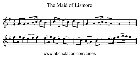 Maid of Lismore, The - staff notation