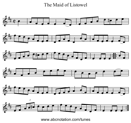 Maid of Listowel, The - staff notation