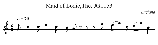 Maid of Lodie,The. JGi.153 - staff notation