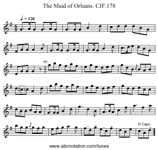 Maid of Orleans. CJF.178, The - staff notation