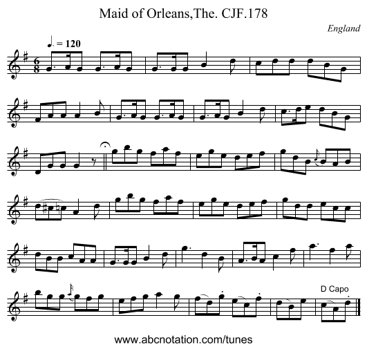 Maid of Orleans,The. CJF.178 - staff notation