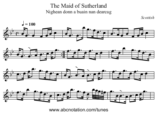 Maid of Sutherland, The - staff notation