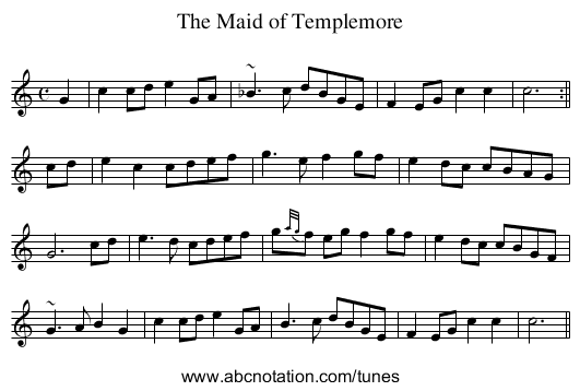 Maid of Templemore, The - staff notation