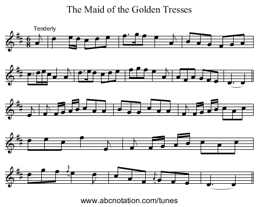 Maid of the Golden Tresses, The - staff notation