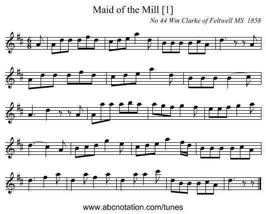 Maid of the Mill [1] - staff notation