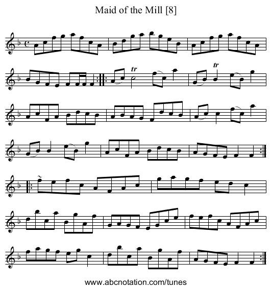 Maid of the Mill [8] - staff notation