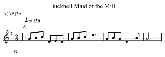 Maid of the Mill, Bucknell - staff notation