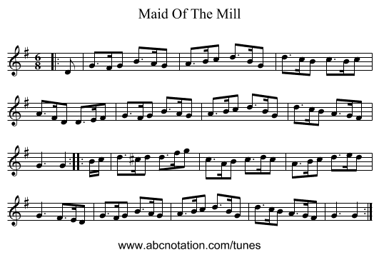 Maid Of The Mill - staff notation
