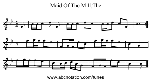 Maid Of The Mill,The - staff notation