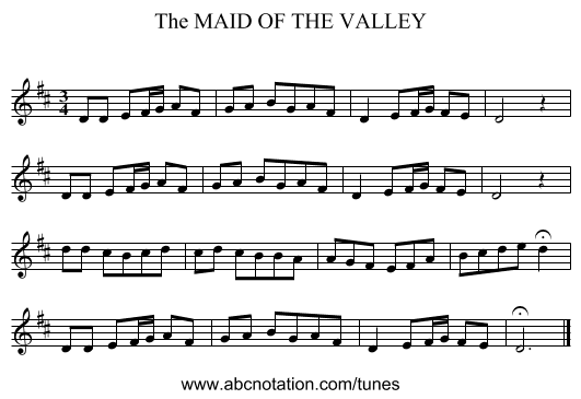 MAID OF THE VALLEY, The - staff notation