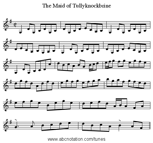 Maid of Tullyknockbrine, The - staff notation