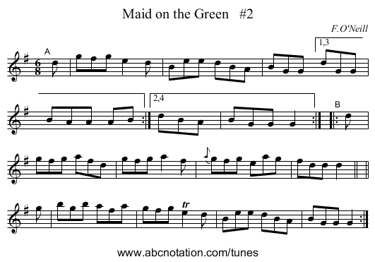 Maid on the Green   #2 - staff notation
