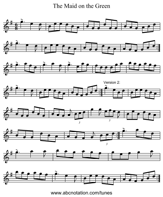 Maid on the Green, The - staff notation