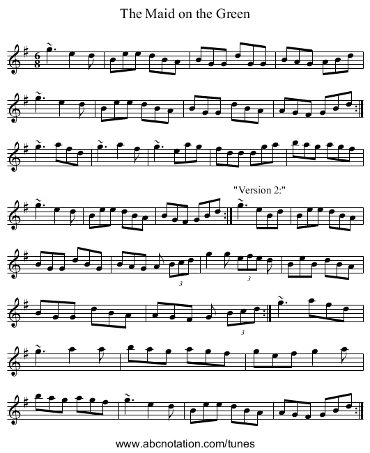 Maid on the Green, The - staff notation