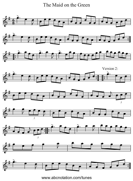 Maid on the Green, The - staff notation