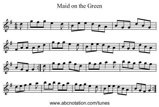 Maid on the Green - staff notation