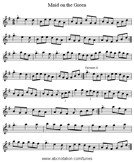 Maid on the Green - staff notation