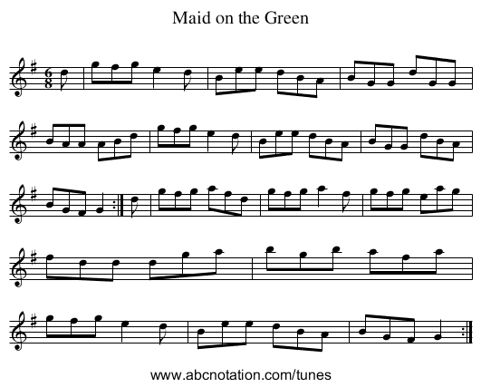 Maid on the Green - staff notation