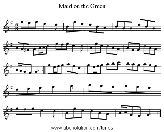 Maid on the Green - staff notation