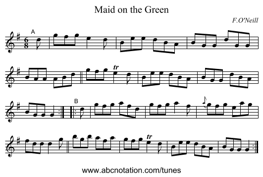 Maid on the Green - staff notation