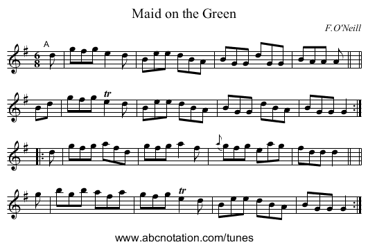 Maid on the Green - staff notation